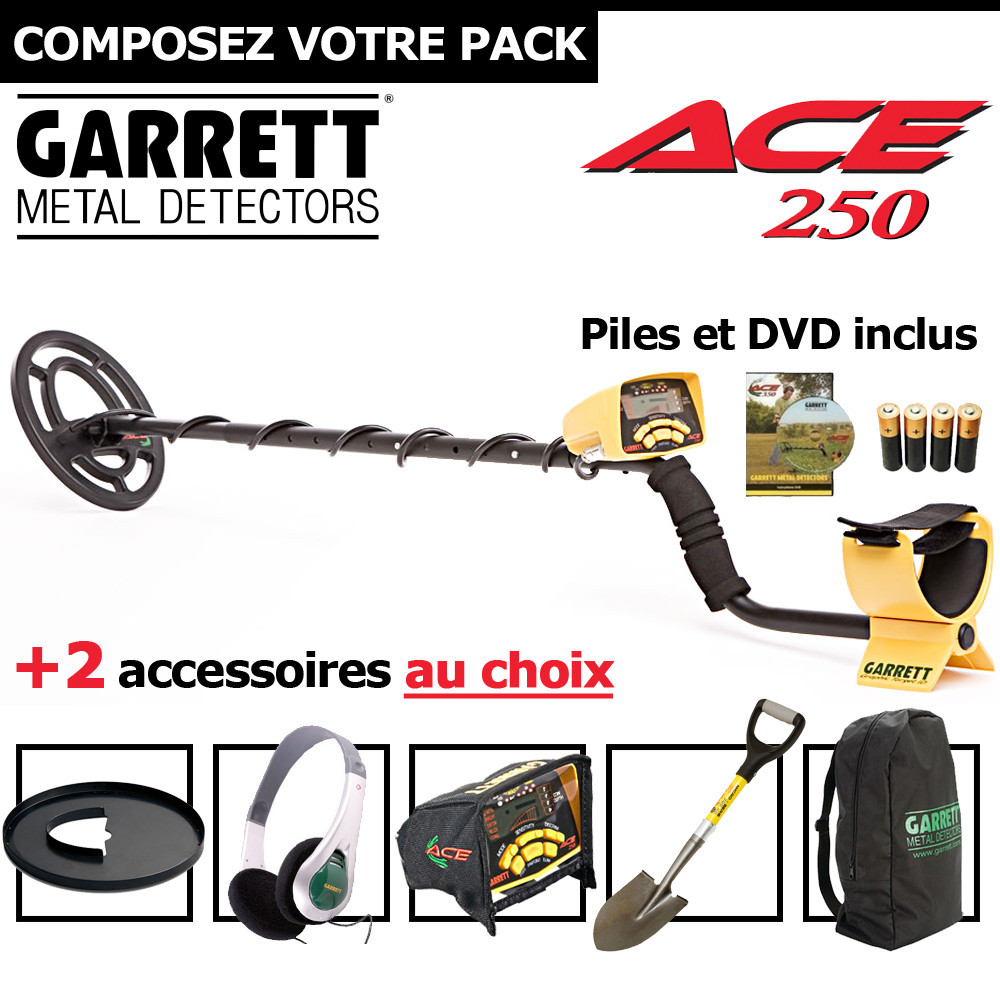 Promo Détecteur Garrett ACE 250 avec 2 accessoires au choix