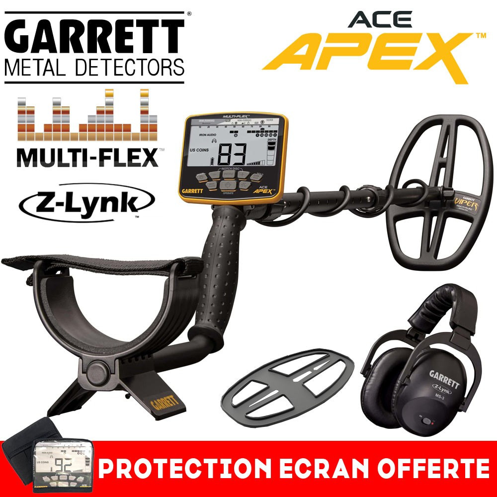 ✓ Garrett ACE 250 + Protège disque + casque sans fil + pelle